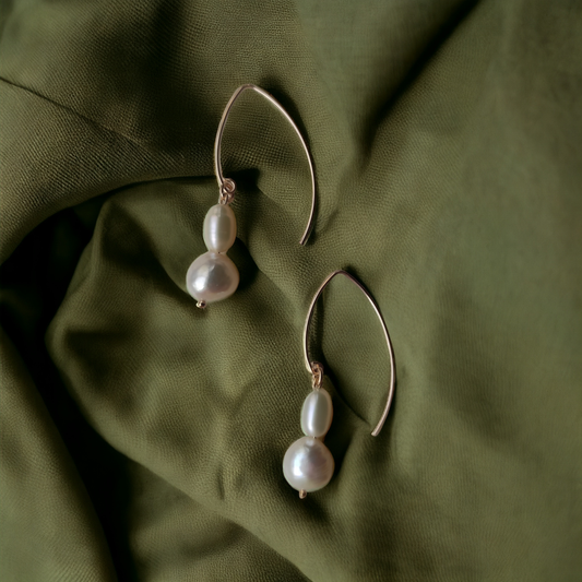 Elise - Gold Filled Freshwater Pearl Book Earrings